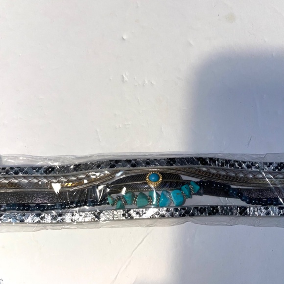 NWOT Feather Leather Wrap Bracelets for Women Braided Boho Multi-Layer Bangle - Picture 4 of 7